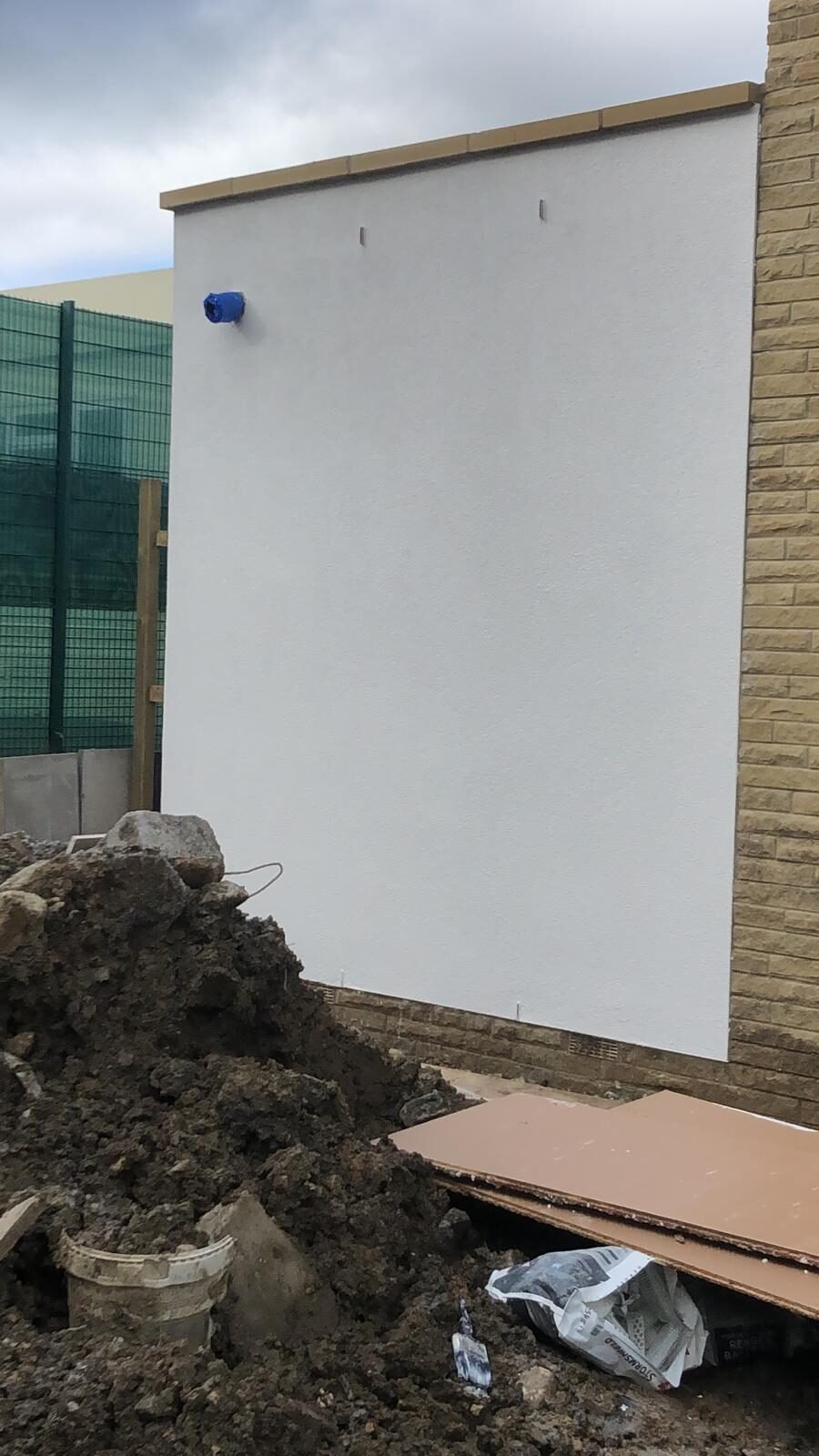 Close detail of smooth white render on a wall
